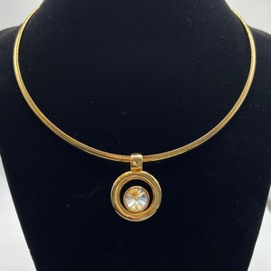 Vintage Large Clear Burst Crystal and Gold tone STATEMENT Piece Old New Stock