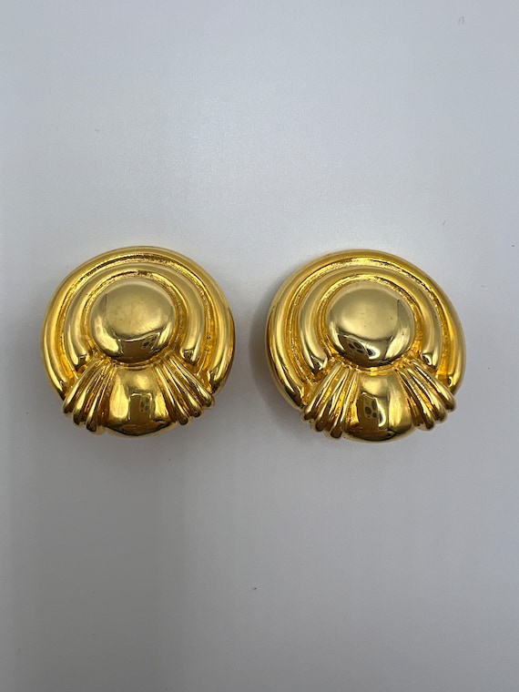 Vintage Massive Gold Clip Earrings Old New Stock