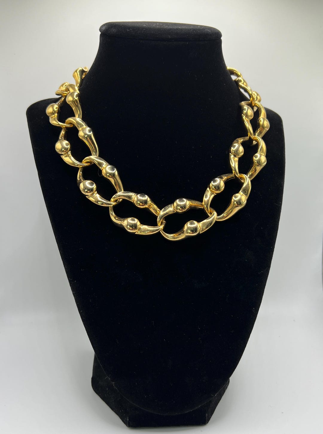 Vintage Runway Gold Plated Chunky Link Necklace, 80s Chain - Etsy