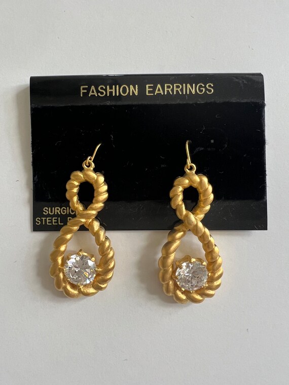 Vintage Twisted Rope Drop Pierced Earrings with a… - image 4