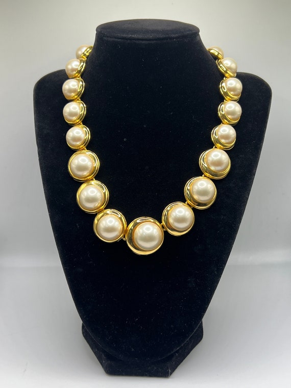 Stunning Vintage Large Graduated Caged Faux Pearl 