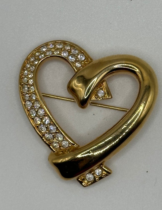 Vintage Swarovski Crystal Encrusted Heart Brooch