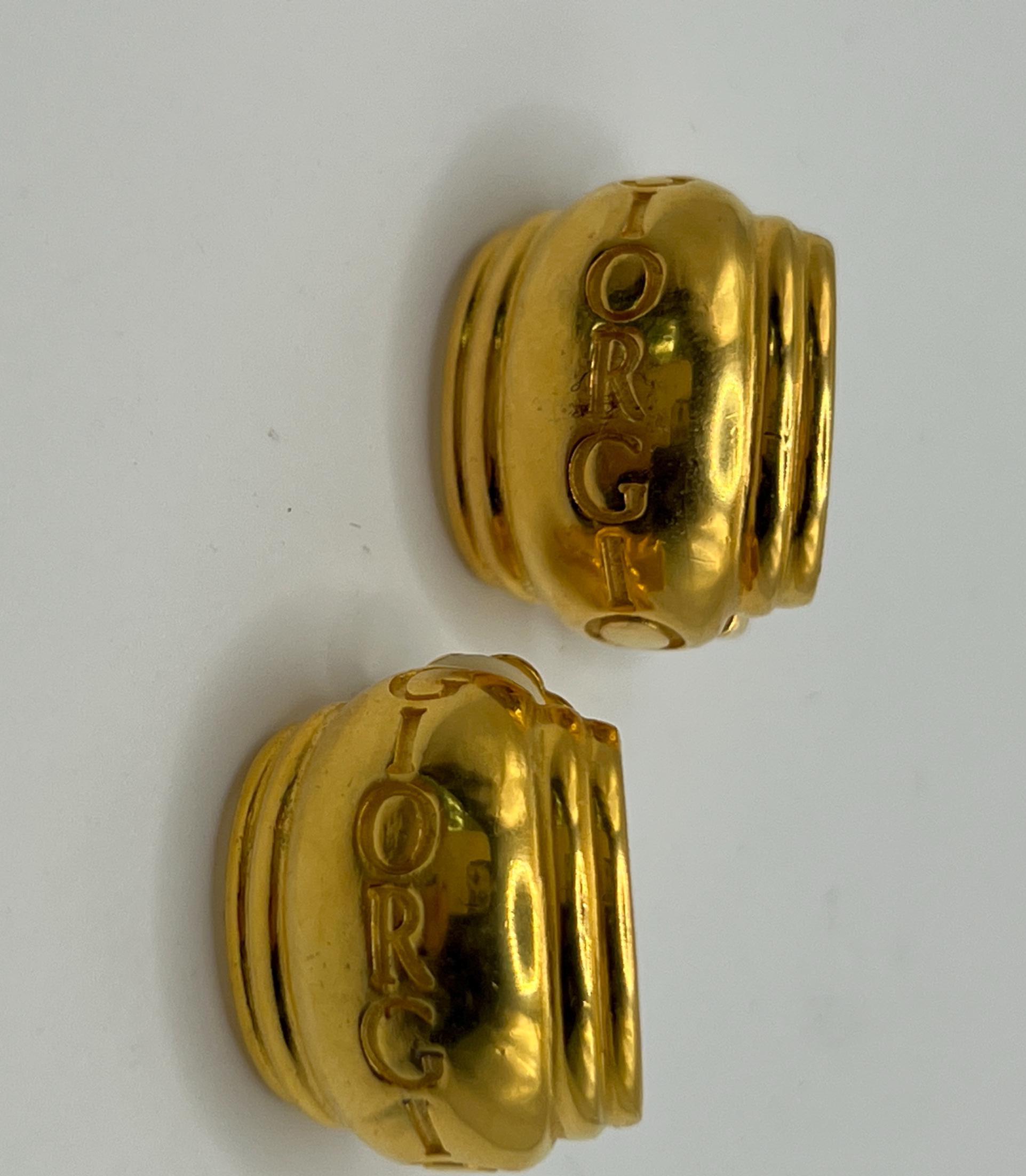 ELEGANT VINTAGE GIORGIO Belle-Hills-Couture Große ausgefallene Antik Goldfarbene Statement Ohrclips