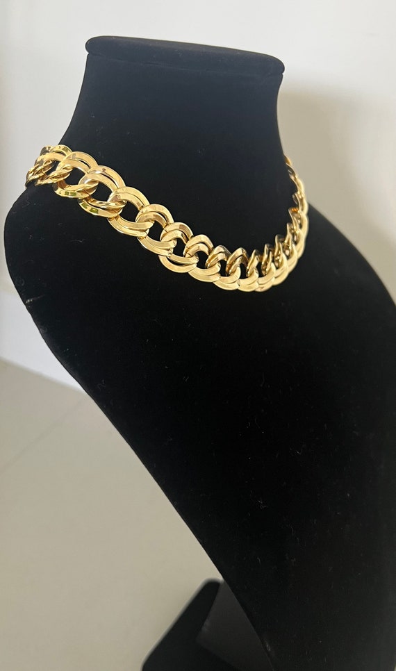 Vintage 1980s New Old Stock Chunky Gold Chain Col… - image 2