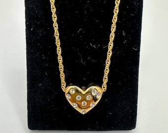 Vintage Joan Rivers Heart Necklace with inset crystals