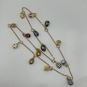 Vintage Joan Rivers Egg Charm Necklace 15 Egg Charms