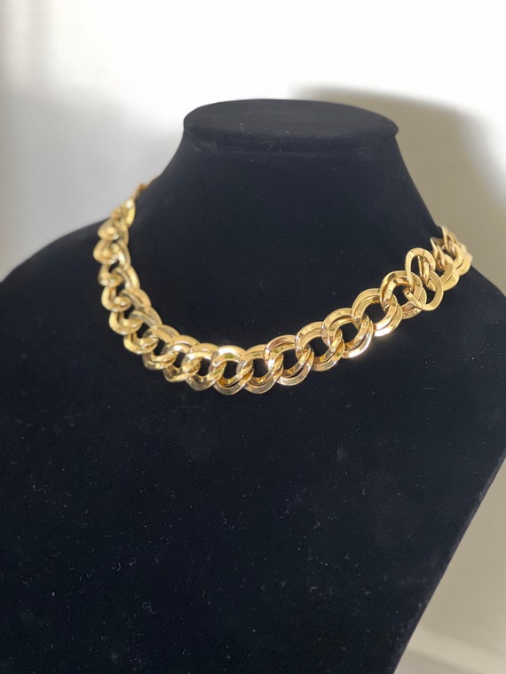 Vintage 1980s New Old Stock Chunky Gold Chain Col… - image 3