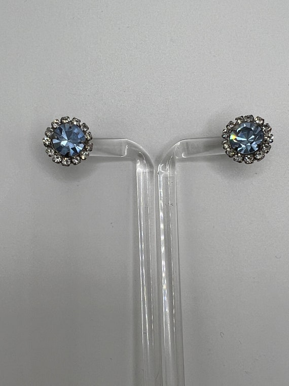 Vintage Style Austrian Crystal Halo Stud Earrings… - image 1