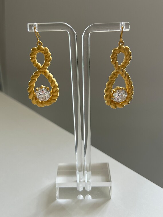 Vintage Twisted Rope Drop Pierced Earrings with a… - image 3