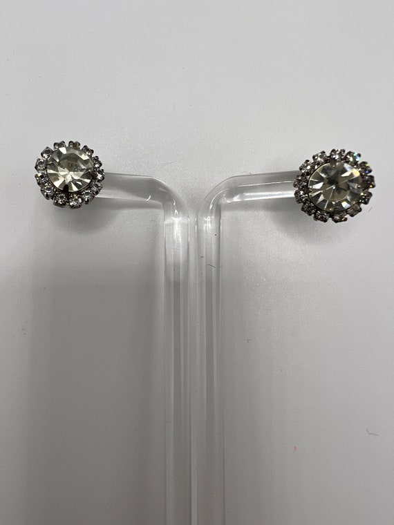 Vintage Style Austrian Crystal Halo Stud Earrings 