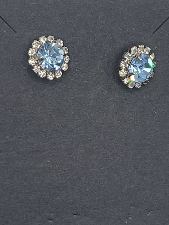 Vintage Style Austrian Crystal Halo Stud Earrings… - image 2