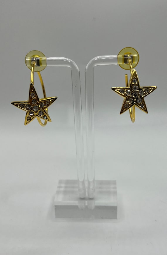 Boucles D'oreilles Créoles étoiles Vintage Plaqué Or - Occasion