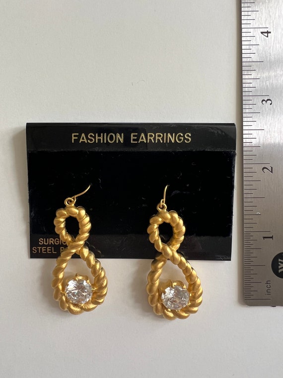 Vintage Twisted Rope Drop Pierced Earrings with a… - image 5