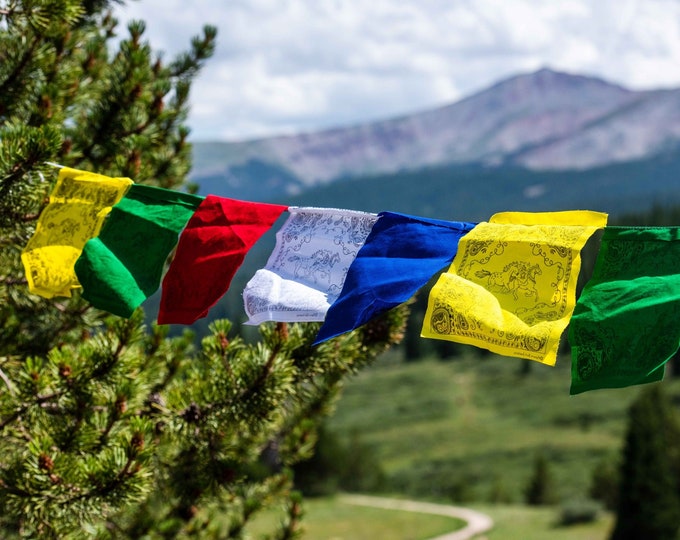 Handmade Tibetan Prayer Flags, Wind Horse Design, Nepal