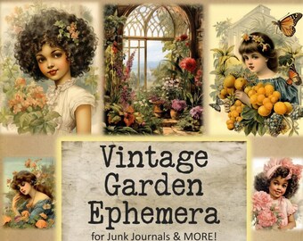 Vintage Garden Ephemera for Junk Journals, Scrapbooks + More! Over 180 items + Papers! Botanical images, Flower Garden, Botanical Ephemera