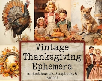 Vintage Thanksgiving Ephemera for Junk Journals, Scrapbooks and More!  250+ images! Autumn, Fall, Paper Crafts, Card Making