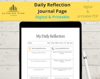 Daily Check In Journal for Reflection Self Care and Mental Health, Daily Gratitude Journal Printable, Digital Diary