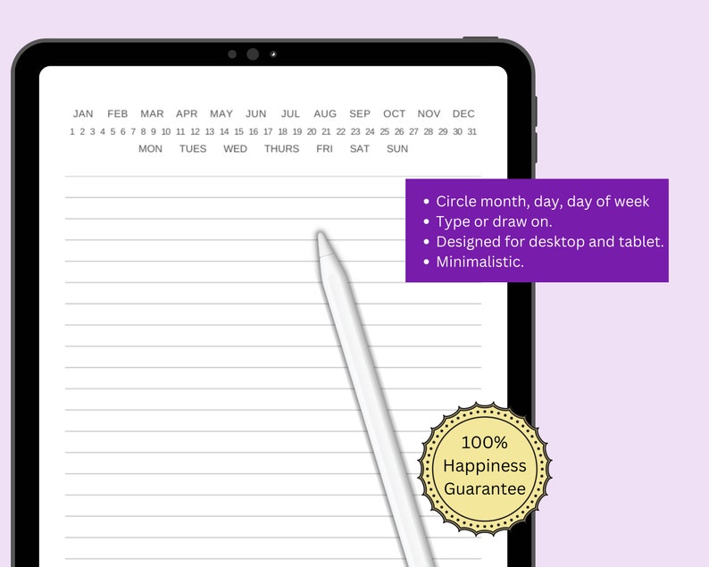 Digital Daily Journal for Onenote, Morning Pages Journaling, 365 Day