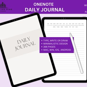 Digital Daily Journal for OneNote, Morning Pages Journaling, 365 Day Journal, Diary for Android, OneNote, iPad Notebook, SurfacePro Notebook