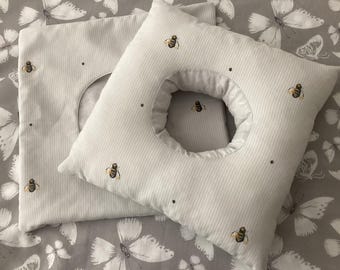 Bumblebee bespoke EarPiercing  Pillow + removable matching case For Piercings/CNH/Earbuds/hearing aids/pressure sores relief.