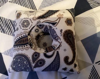 Homemade bespoke Paisley cotton EAR PILLOW  hole & case for piercings/CNH/Pressure/earduds/Hearing aids