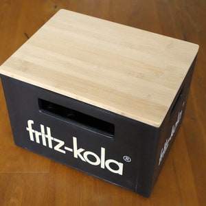 fritz-kola stool, table, bedside table, seat cushion, lid for beverage crate - Upcycling - Bamboo Edition