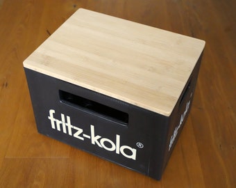 fritz-kola stool, table, bedside table, seat cushion, lid for drinks crate - upcycling - bamboo edition