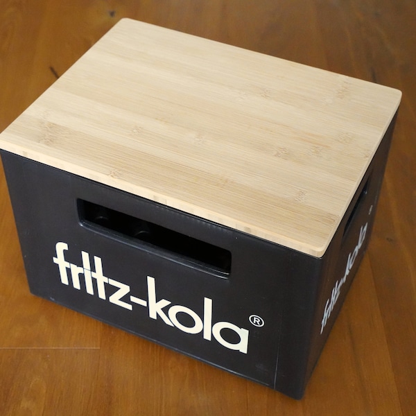 fritz-kola stool, table, bedside table, seat cushion, lid for beverage crate - upcycling - bamboo edition