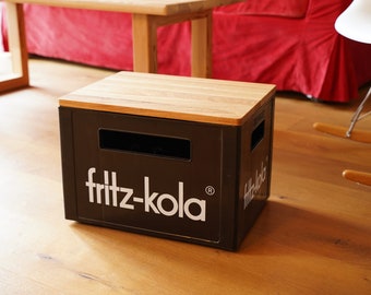 Wooden lid for Fritz-Kola drinks crate - oak | Stool | table | Bedside table | Seat cover | Sustainable gift | Upcycling