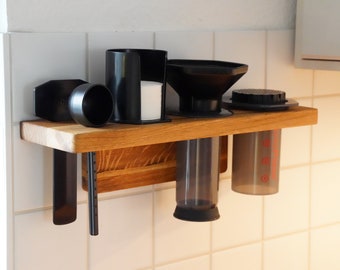 AeroPress Organizer aus Holz - Eiche | Wandhalterung | Ständer | Halter | Geschenk für Kaffeeliebhaber | Nachhaltiges Geschenk