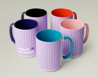 Accent Coffee Mug: Custom Stylish Design, Colorful Interior - 11oz/15oz