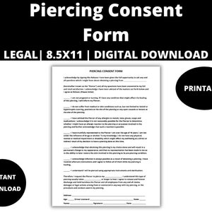 Piercing Consent Form: Body & Ear Piercing Release (Printable PDF, PNG, JPG)