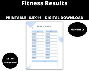 Seguimiento de resultados de fitness: Progreso en el gimnasio imprimible (descarga digital)