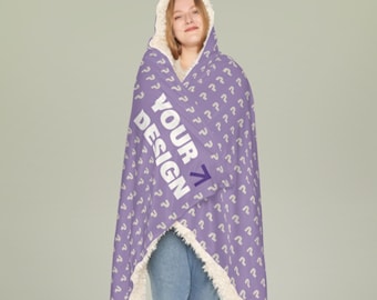 Manta con capucha para acurrucarse: suave manta de polar con forro de sherpa