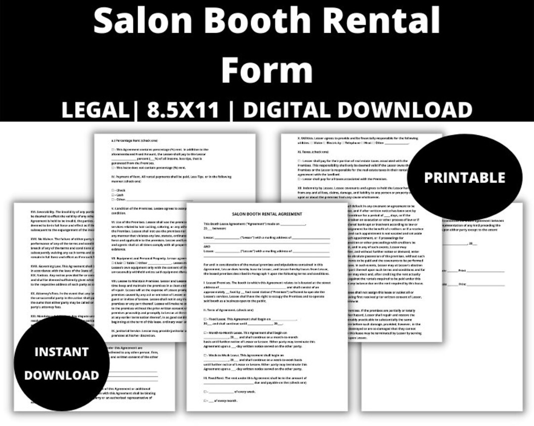 Salon Booth Rental Form Hair Booth Rental, Esthetician Booth Rental, Nail Tech Booth Rental