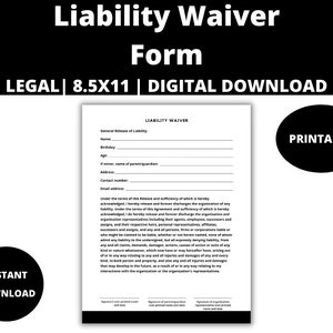 Liability Waiver Form : General Liability Waiver, Liability Release Form, Legal Contract