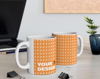 Custom White Ceramic Coffee Mug: ORCA Coated Drinkware