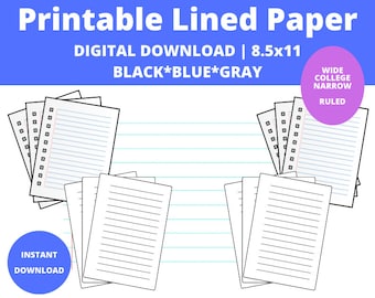 narrow ruled paper etsy