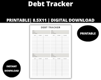 Debt Payoff Tracker: Printable 8.5x11 (Digital Download)