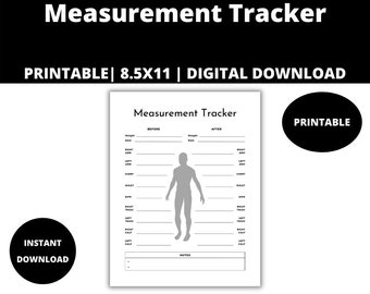 Body Measurement Tracker: Fitness Progress Printable (PDF, JPG, PNG)
