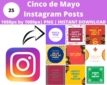 Cinco De Mayo Instagram Posts: 25 PNG Images (ZIP File)