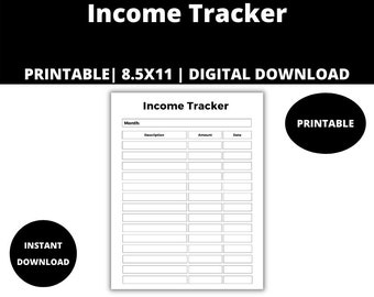 Income Tracker: Personal Finance, Dividends (Printable PDF, JPG, PNG)