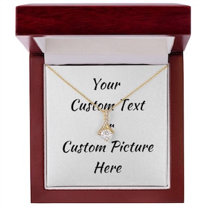 Collar de belleza seductor personalizado con tarjeta de mensaje: oro blanco de 14 k, oro amarillo de 18 k, circonita cúbica, cadena ajustable