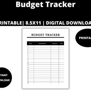 Printable Budget Tracker: Expense & Money Management (PDF, PNG, JPG)