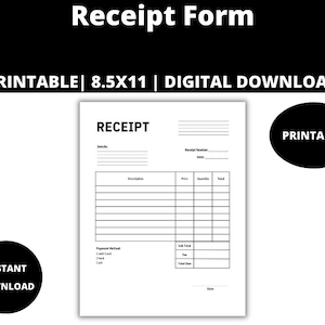 Receipt Form : Receipt Template, Receipt Sheet, Blank Receipt Form