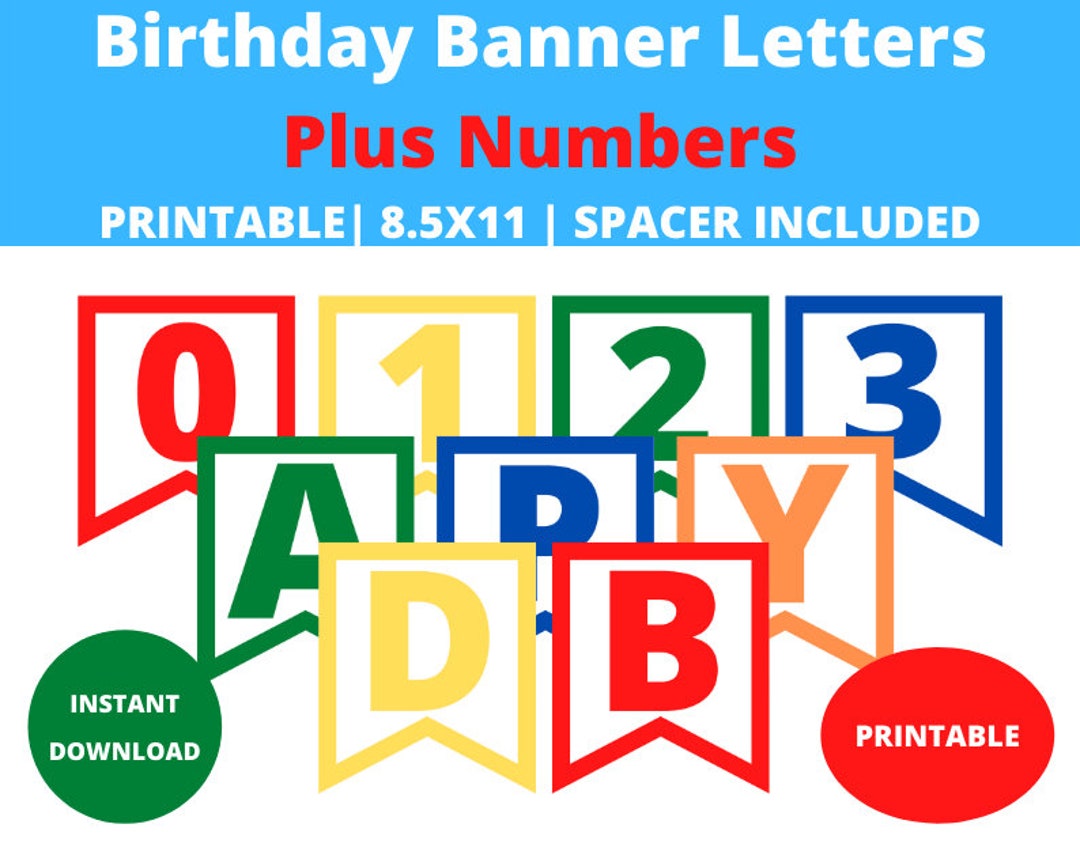 Birthday Banner Letters : Printable Letters, Numbers, and Spacer ...