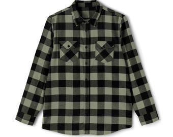 Custom Plaid Flannel Shirt: Unisex Cotton-Blend, Fall Layering Piece