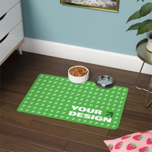 Custom Pet Food Mat: Modern Washable Dog & Cat Dining Mat