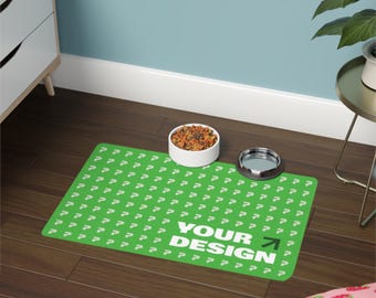 Tapis personnalisé de nourriture pour animaux de compagnie : tapis de salle à manger moderne lavable pour chiens et chats