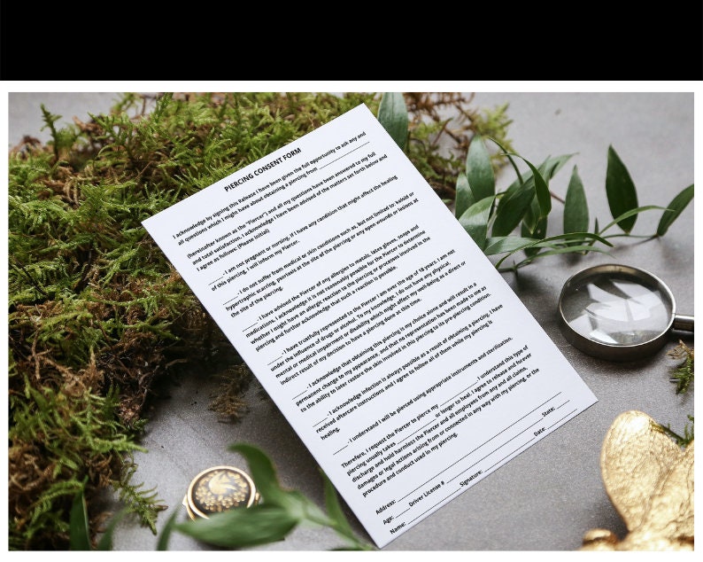 Piercing Consent Form Piercing Release Form, Ear Piercing Consent, Body Piercing Consent